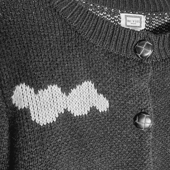 Mo:vint Black Cloud Sweater Cardigan Womens Medium *Flaw* Witchy Goth Whimsigoth - Picture 3 of 12